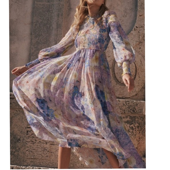 ZIMMERMANN Rhythmic Shirred Midi Dress size AU 1/US 6 - Picture 2 of 7